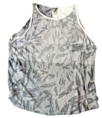 NWT Fabletics Millie Tank open Back Gray Burnout Athletic Lightweight