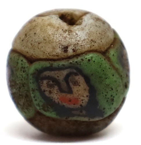 Unique Roman Mosaic Ancient Glass Faces Bead Circa - 1st century