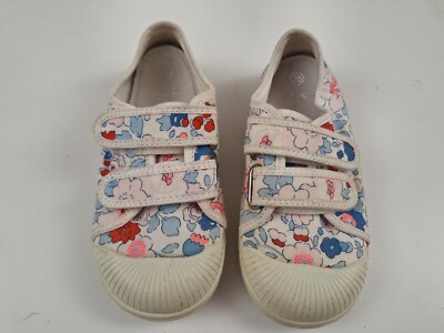 Jacadi Girls Red Blue Floral Print Double Strap Sneaker Shoes EU Size 25, US 8