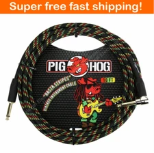 Pig Hog PCH10RAR 1/4" Straight to 1/4" Right-Angle Rasta Instrument Cable 10FT