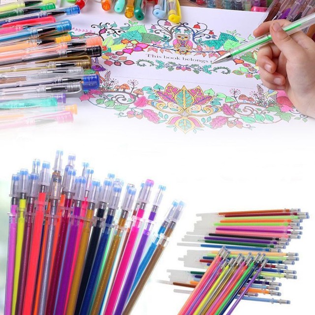2020 Lot 24pcs Gel Pen Refills Glitter Coloring Drawing Painting pen