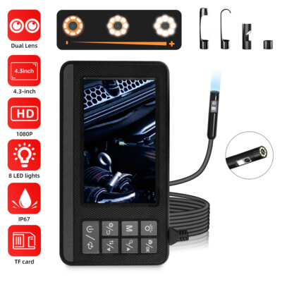 5M Waterproof 1080P Screen Industrial Endoscope Inspection Camera Dual Lens IP67