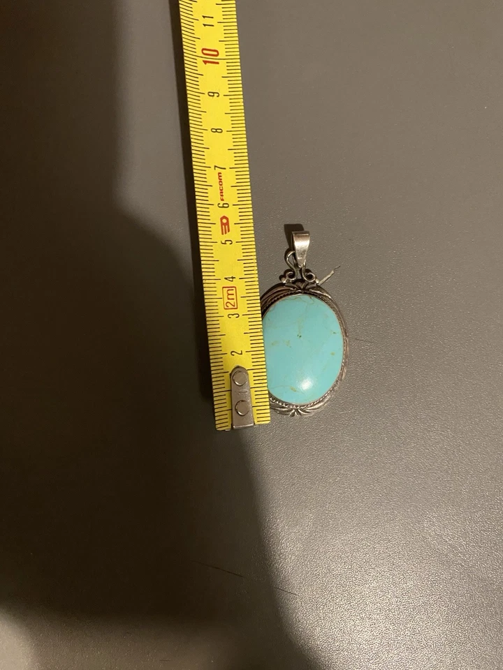 Pendentif bijoux argent sterling 925 pierre turquoise - Photo 4/4