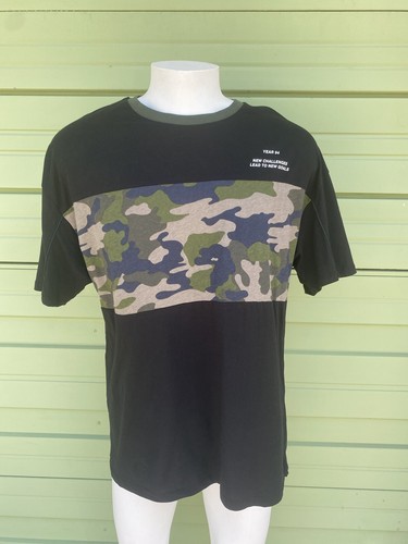 NEW ZARA MEN BLACK Military Camouflage 