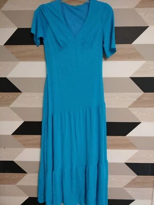 longue robe bleu turquoise carita taille 4 - Photo 1/3