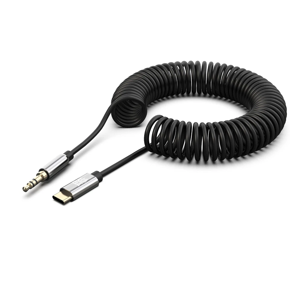 USB C Klinke Aux Kabel Typ C auf 3.5mm Klinkenkabel Nylon Huawei Schwarz, 1m - Bild 3 von 4