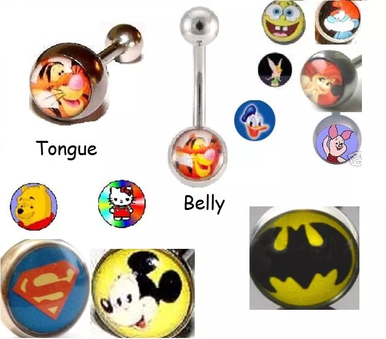New Logo Belly or Tongue Bar Navel Piercing Stud Body Jewellery Picture Disney