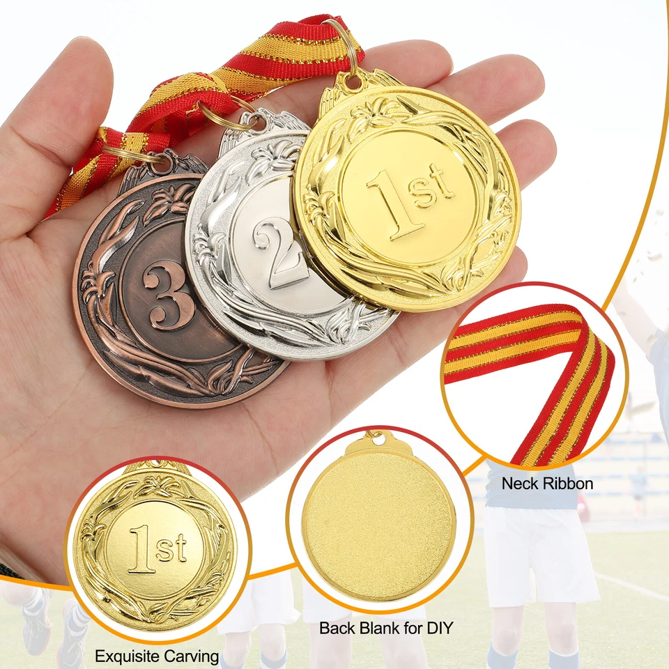 48 Pieces Gold Silver Bronze Prizes Award Medals Metal 1st 2ed 3rd Place Foto 3 de 4