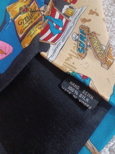 MILLER BEER NICOLE MILLER MEN'S NECKTIE VINTAGE 1993 100% SILK TIE - Picture 5 of 5