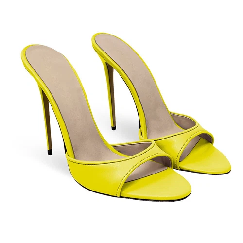 Damen-Slipper Sommer offene Zehenpartie hohe Stiletto-Absätze Sandalen Pantoletten Hausschuhe Schuhe - Bild 6 von 15