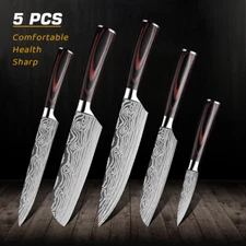 5pcs Kitchen Knives Hand Forged Meat Cleaver Butcher knife Chopping Chef's knife