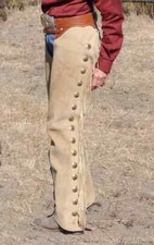 Men Western Cowboy Suede Leather Pant Fully Leg Fringes Riding Native Rodeo Chap