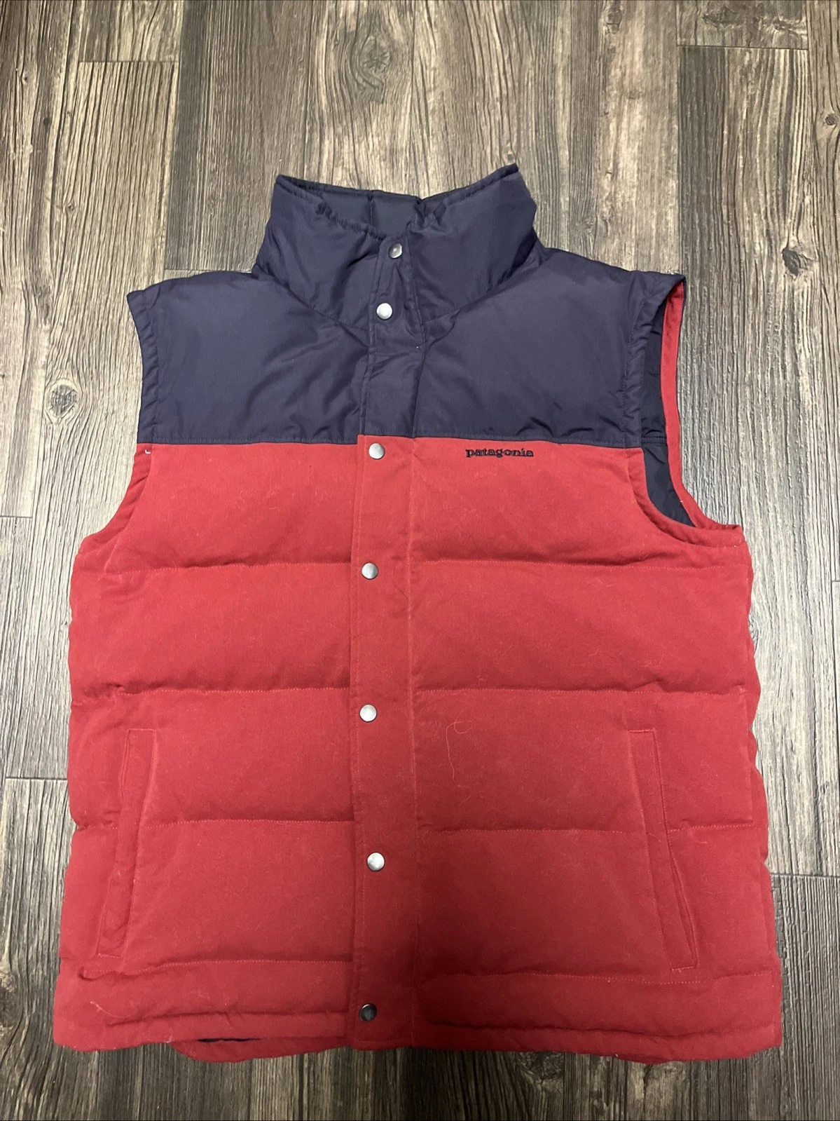 Patagonia Vest Large Red Navy All Season Hemp Canvas Insulated Iron Forge Work