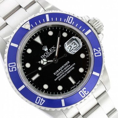 Rolex Submariner Date 16610 Mens Watch Steel Black Dial Blue