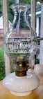 Vintage Milk Glass Base Kerosene Oil Lamp Complete Home Sweet Home Wide Shade