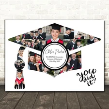 Photo Collage Graduation Gift For Student 17-Photo Graduate Hat Print Or Canvas