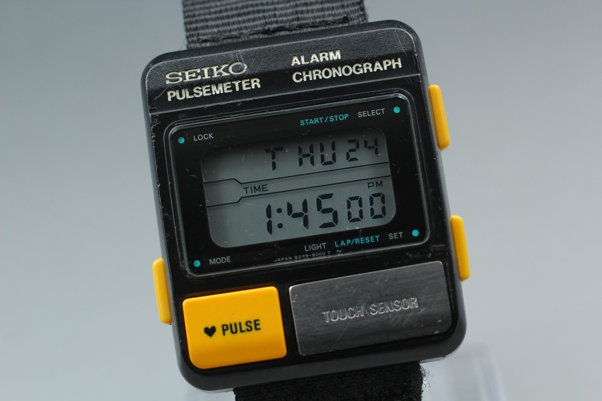 Vintage 1992 *Exc+5* Seiko PulseMeter S229-5001 Square Men's