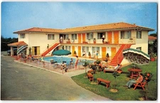 BLUE SANDS MOTEL Roadside SANTA BARBARA, CA Swimming Pool 1960s Vintage Postcard