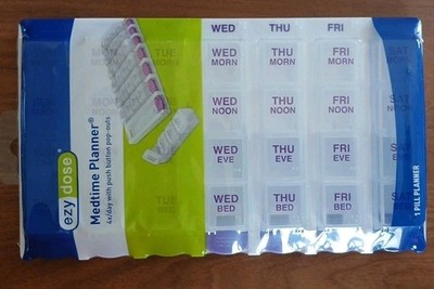 Weekly 4X/Day with Push Button Pop-Outs Medtime Planner, Purple, 1 Count