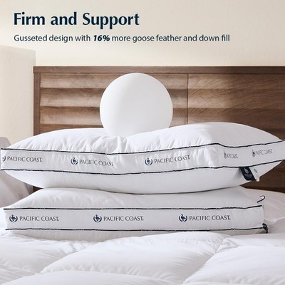 New Goose Feather & Down Pillows, Firm Support, 2-Pack