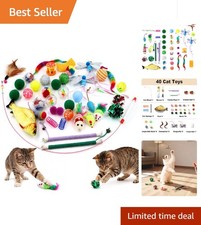 41 Pcs Interactive Cat Toys for Indoor Cats, Kitten Toys with Cute Cat House ...