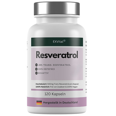 Trans Resveratrol Kapseln, 500 mg / Tag, 120 Kapseln, vegan von EXVital