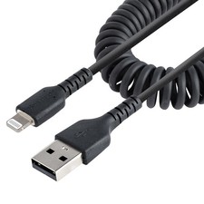 StarTech 50cm (20in) USB to Lightning Cable, MFi Certified Coiled iPhone Charger