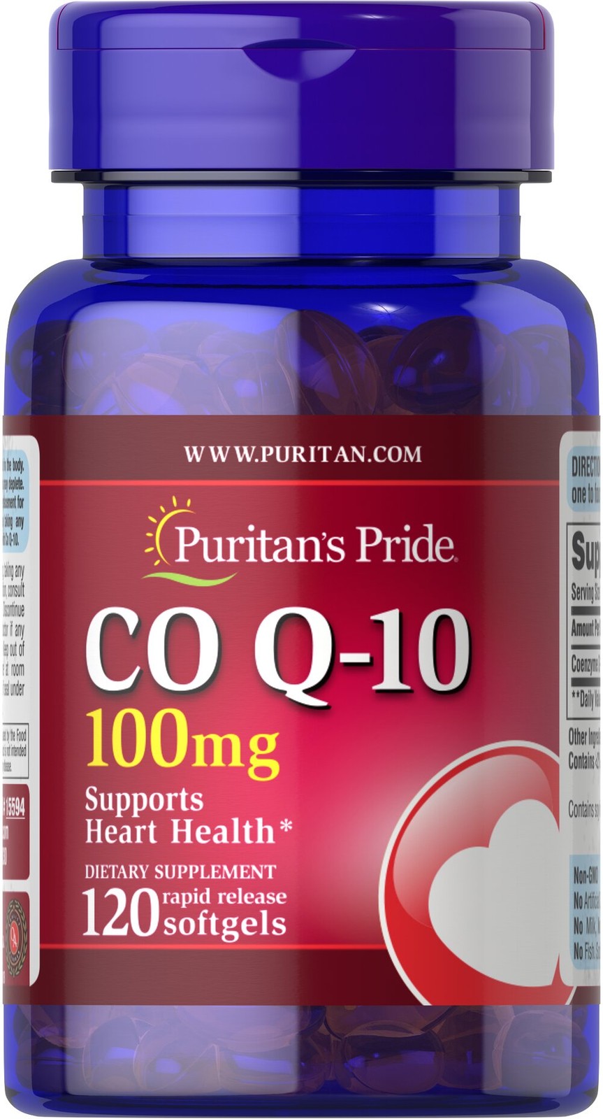 Puritans Pride Q-SORB Co Q-10 100 мг - 120 мягких капсул быстрого высвобождения