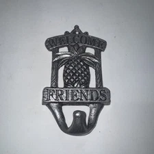 Welcome Friends Wall Mount Silver Pineapple Decorative Hook