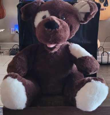 Build A Bear Fudge Pup Plush Brown Dog White Eye Patch Retired 14'' 