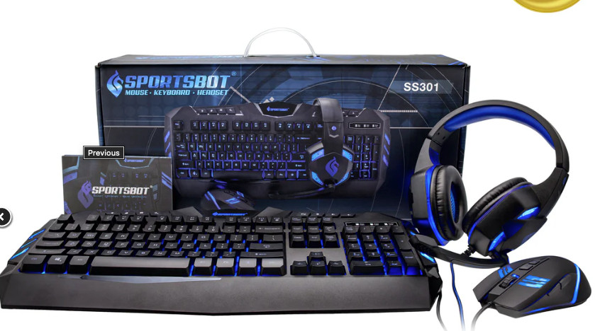 Gaming Combo &ndash; Keyboard Mouse Headset Set - (Sportsbot SS301) Open Box)