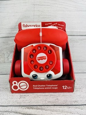 Fisher-Price Red Chatter Play Telephone 80th Anniversary Edition-Pull-Along 12m+
