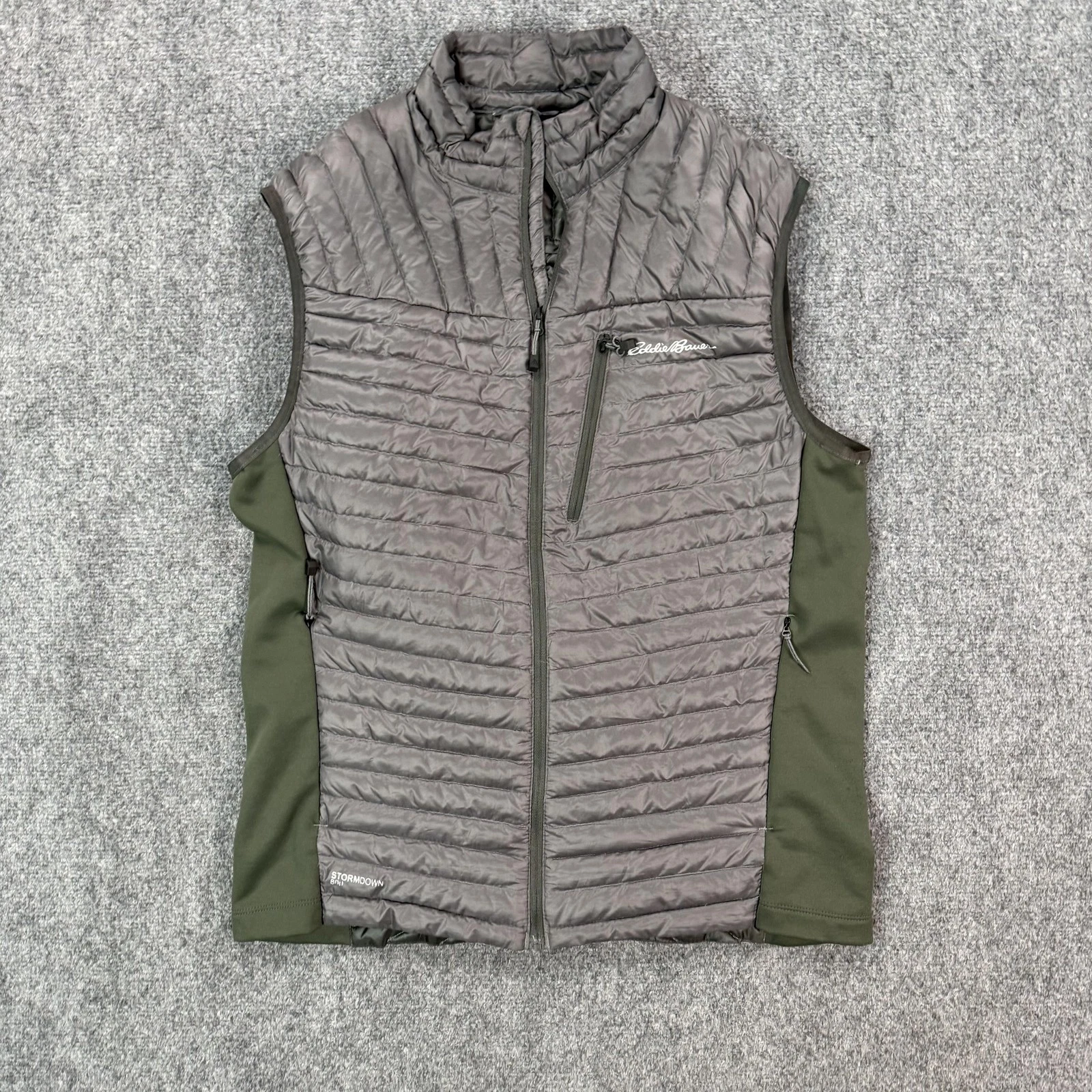 Eddie Bauer Vest Mens Medium Gray StormDown 800 Down Puffer Lightweight Outdoor