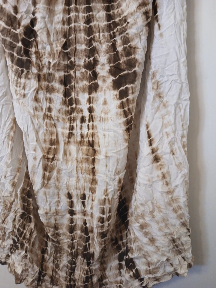 Maxi Vestido Elan, Marrón + Blanco Tie Dye Espalda Abierta Halter Talla: Mediana  Foto 3 de 4