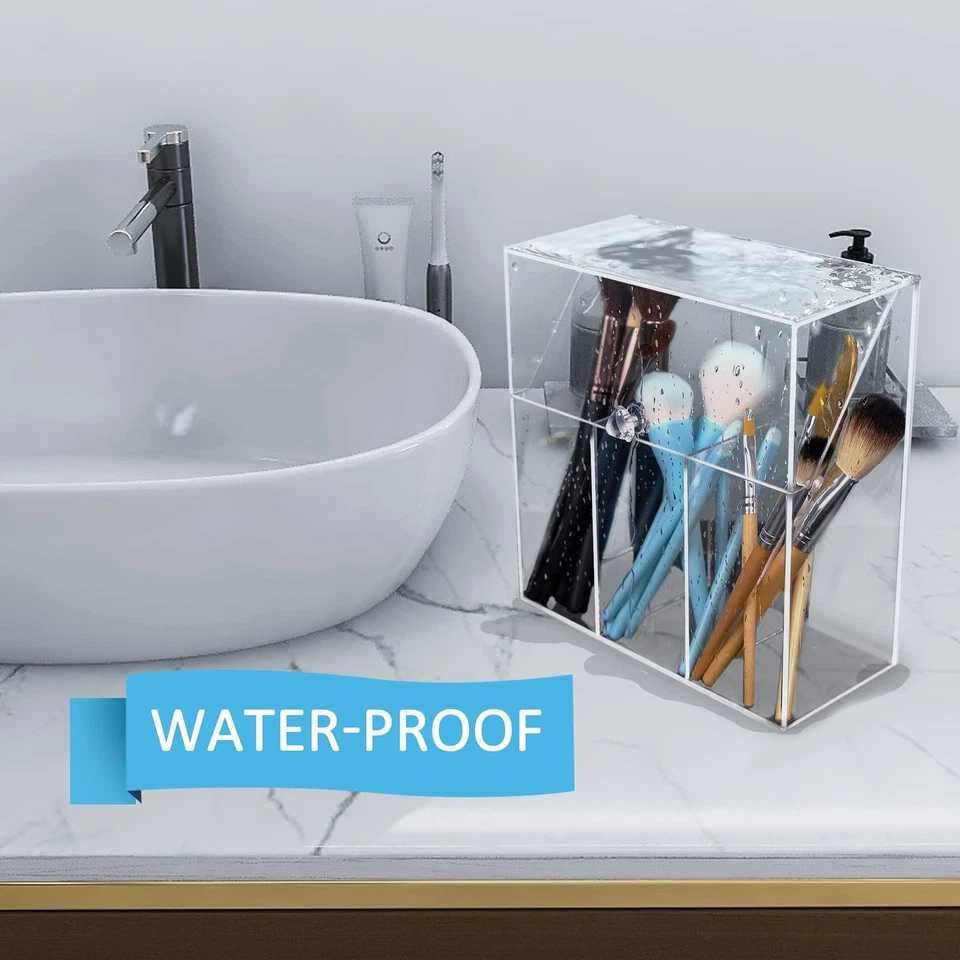 Porta brochas de maquillaje con cubierta, tapa a prueba de polvo, caja de almacenamiento de maquillaje acrílico,... Foto 2 de 4