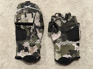 Huk Fishing Men’s Power Stretch Flip Top Gloves L/XL Refraction Hunt Club Camo
