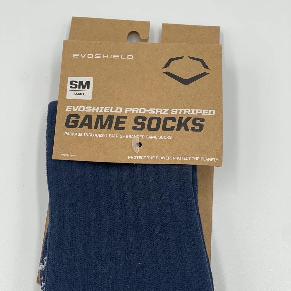 Calcetines de juego de béisbol/softbol a rayas Evoshield PRO-SRZ azul marino/blanco Foto 2 de 4