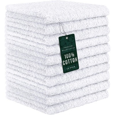 DecorRack 10 Pack 100 Cotton Wash Cloth, Luxurious Soft, 12 x 12 inch Ultra