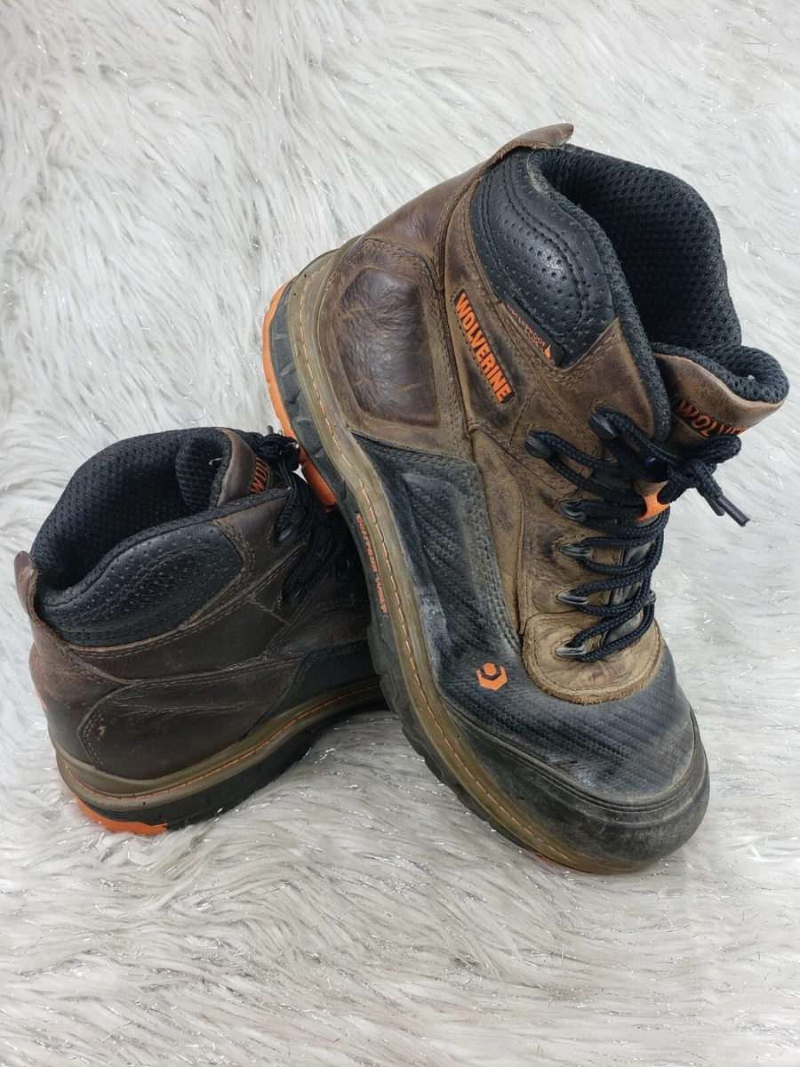 WOLVERINE BOOTS W10717 Steel Toe Brown Leather Orange Work Sz 11.5 EUR 44.5