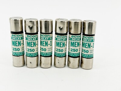 New Lot of 6 Econ MEN-1 Time Delay Dual Element Fuse 1A 250VAC
