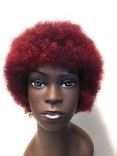 Afro kinky Curly Short Human Hair Wig 99j mix Length: 5 Inch, Color: BURGUNDY