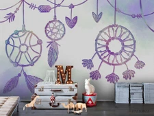 3D Watercolor Boho Purple Wallpaper Wall Mural Removable Self-adhesive Sticker46