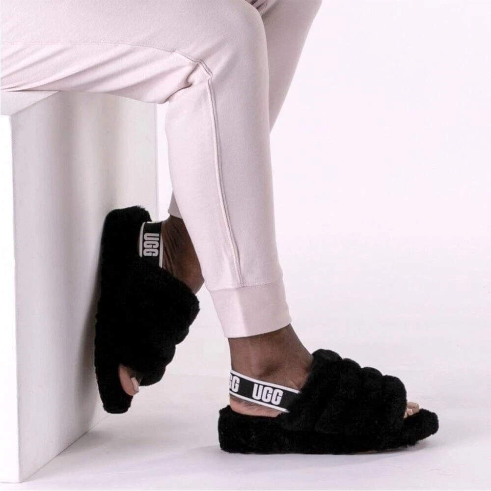 Sandali piatti UGG Fluff Yeah Slide neri taglia 7