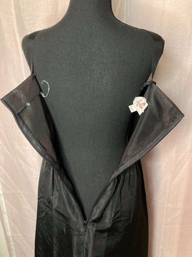 vintage 80s black acetate sleeveless asymmetrical ruffled midi tank dress - Picture 11 of 12