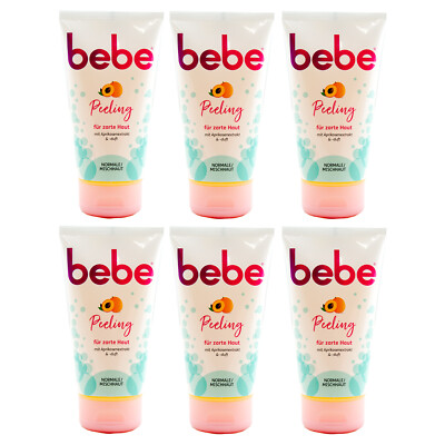 bebe PEELING 6 x 150ml - für zarte Haut -mit Aprikosenextrakt -normale/Mischhaut