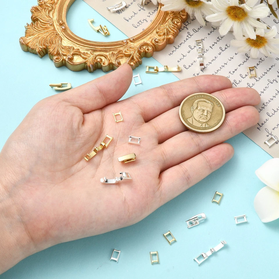 10Pcs Fold Over Jewelry Clasps Brass Watch Band Clasps Jewelry Extender Clasps - Image 4 of 4