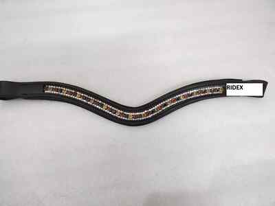 Ridex Designer Gorgeous 3 Row Crystal Leather Browband For Horses All Sizes .