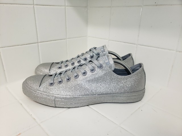 women's silver glitter converse