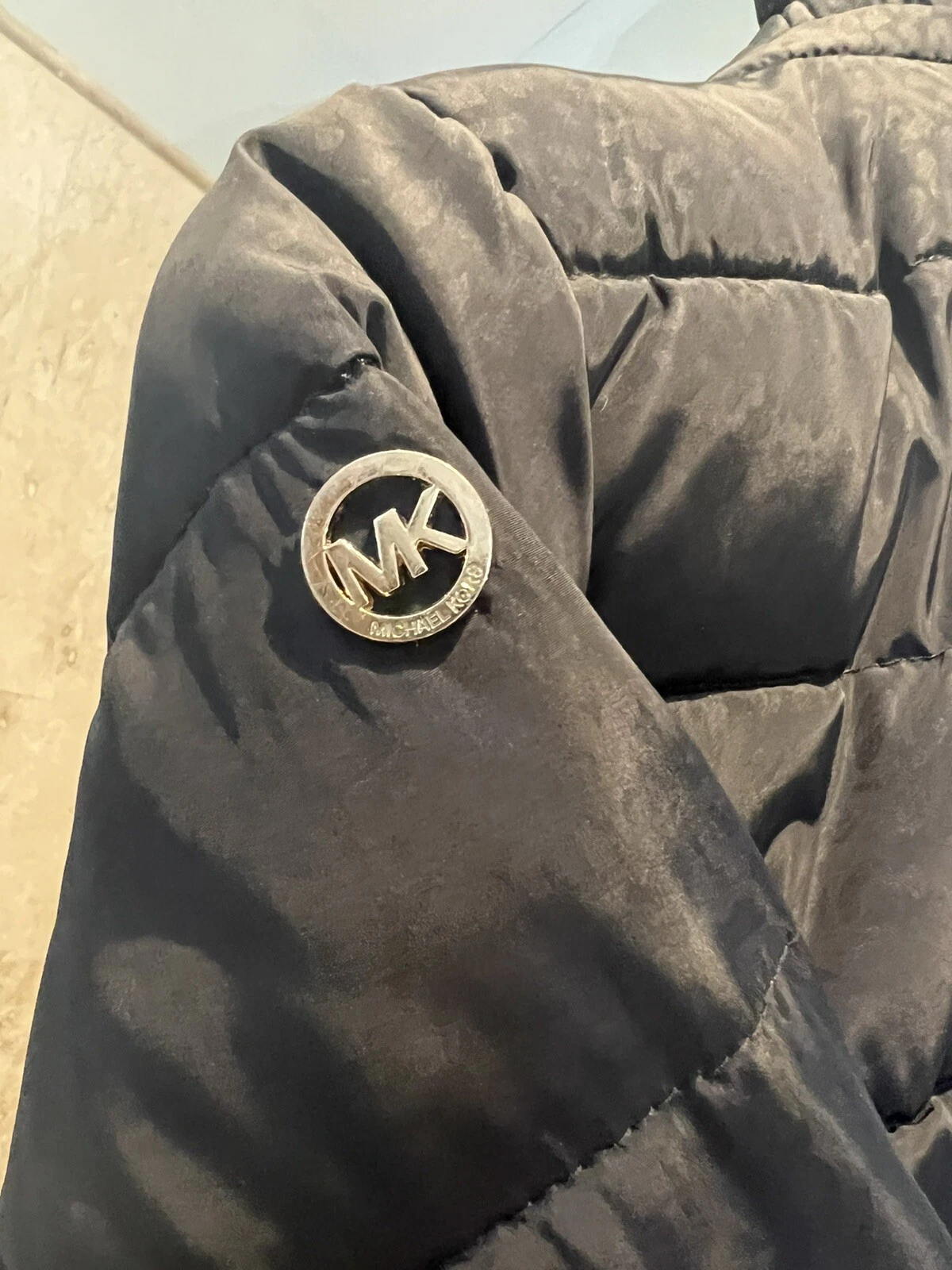 Michael Kors Giacca Cappotto Tampone Cappuccio Rimovibile Cerniera Nera Piena Ragazze 10 12