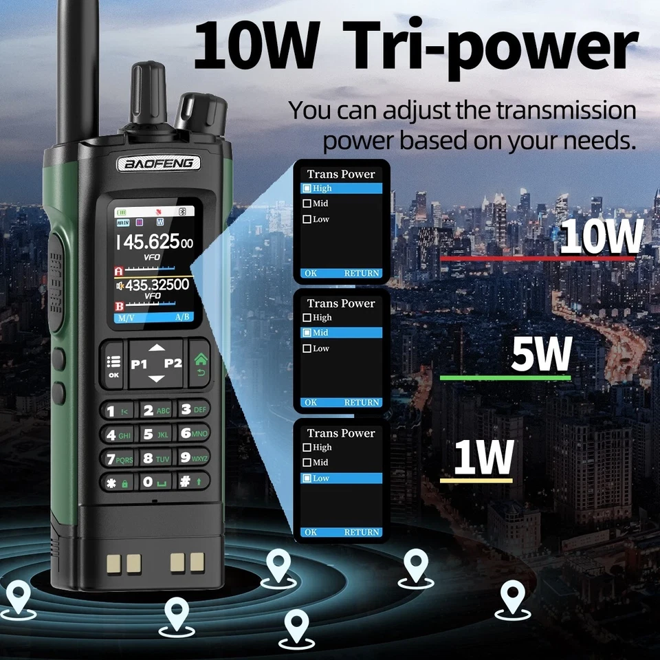 BAOFENG UV-32 10W Bluetooth Programming Ham Radio GPS Multi Band Walkie Talkie - Image 2 of 4